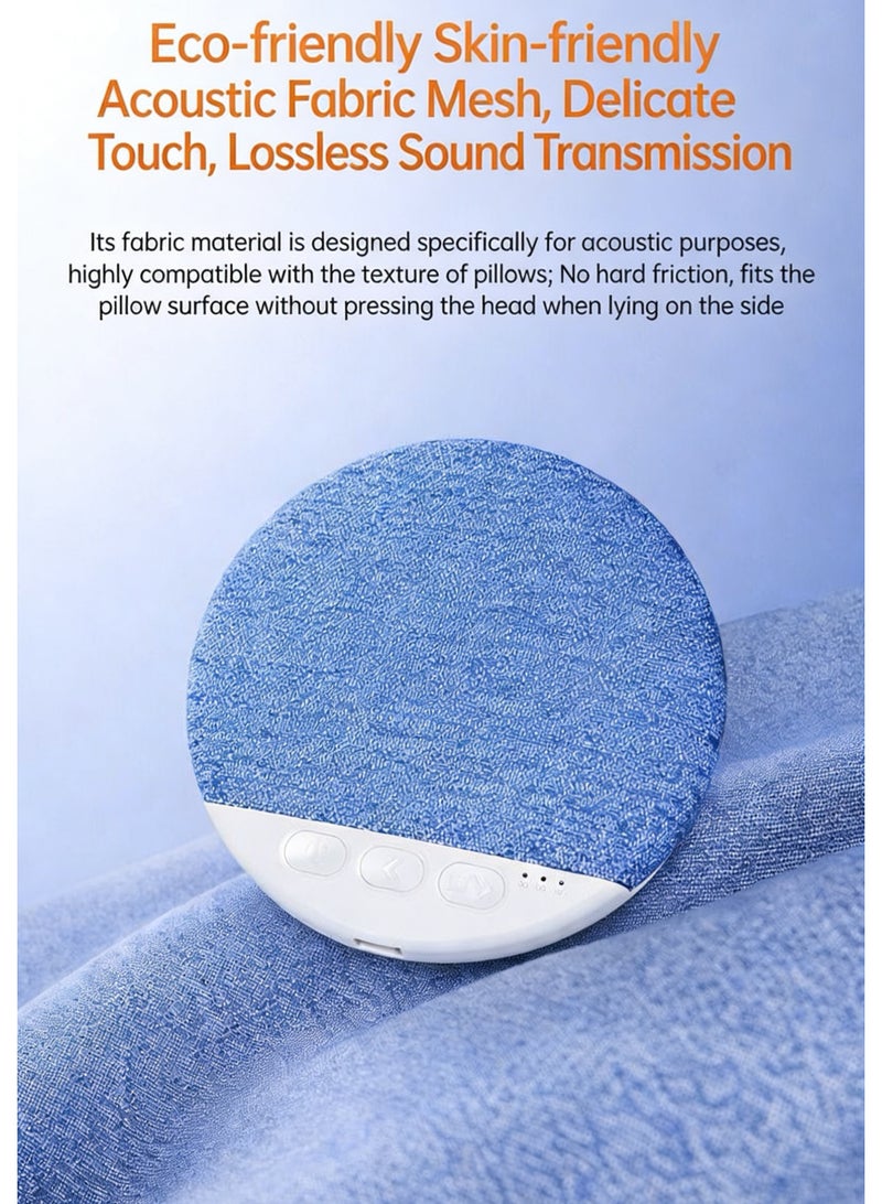Bedside Sleep-Aid Bluetooth Speaker: High-quality sound right by your pillow—listen to music and audiobooks / Sleep timer / Built-in white noise / Ultra-slim and compact / Noise-canceling stereo / Portable with long battery life (blue linen texture) – A perfect holiday gift for classmates, coworkers, and friends and family - Image 3