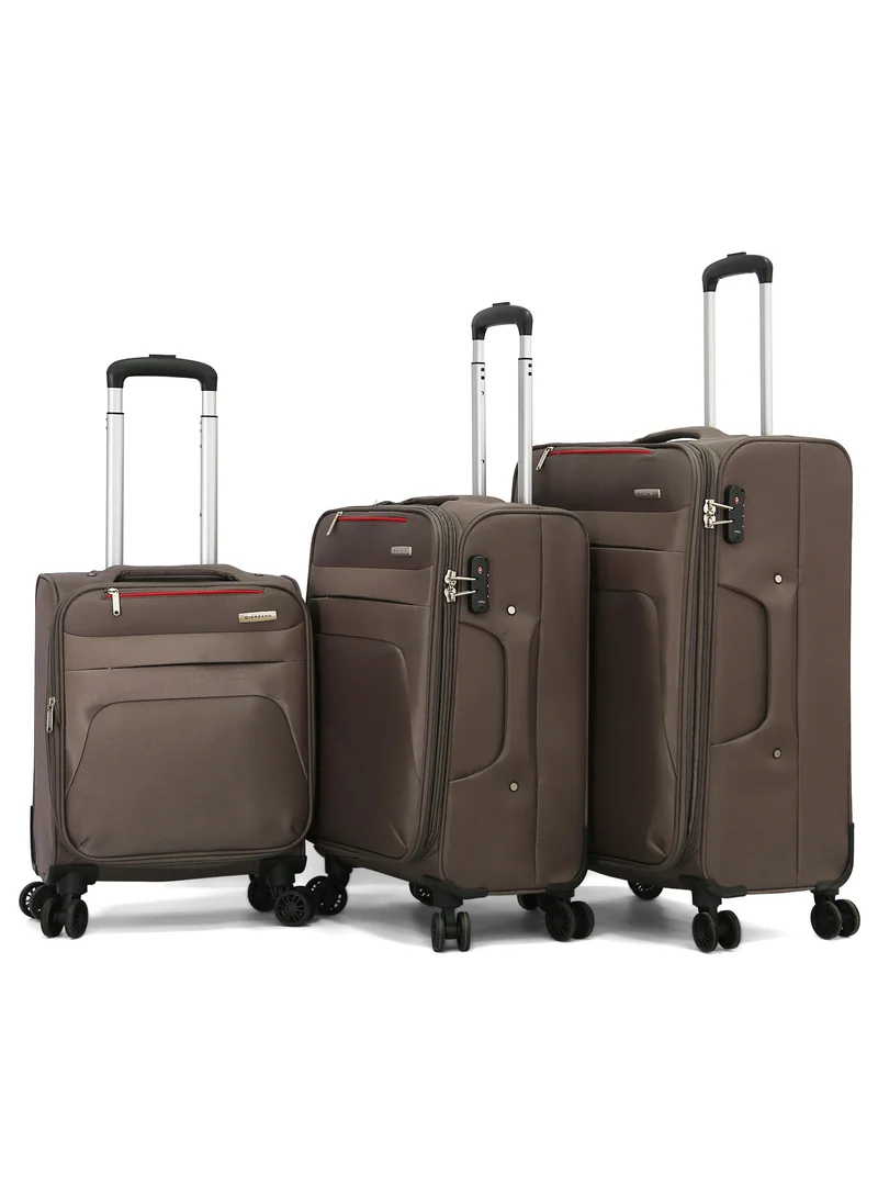 GIORDANO Giordano Softside  Luggage Trolley 3 PCS Set ,Khaki(S-19",M-23",L-27")