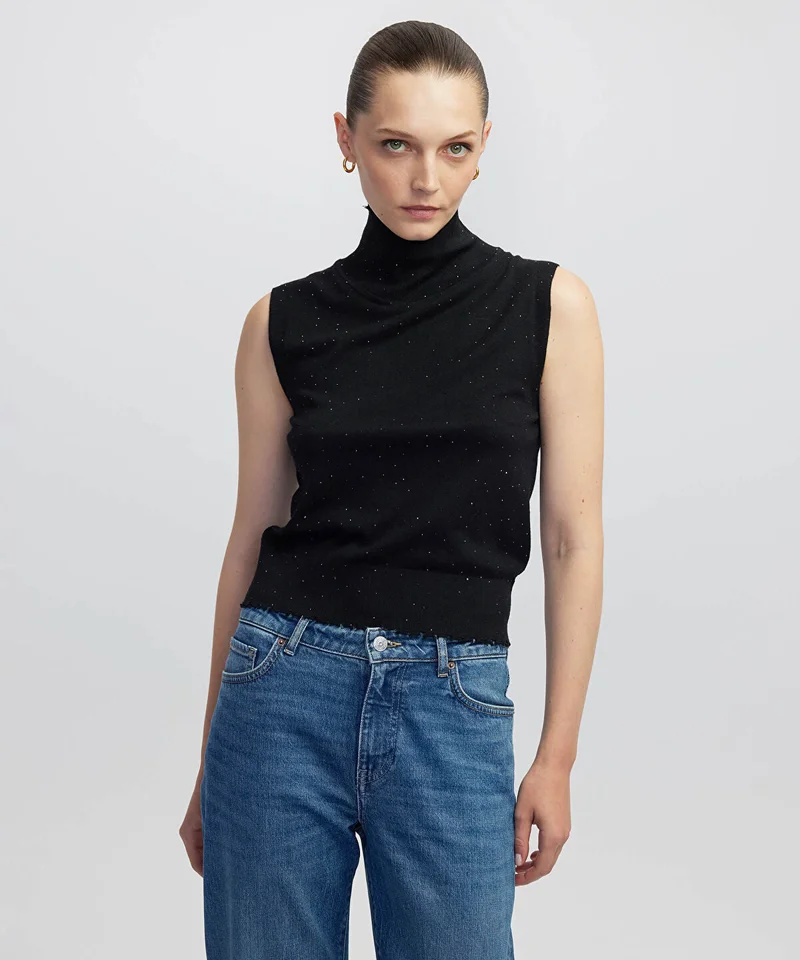ابيكول Rhinestone Knit Top