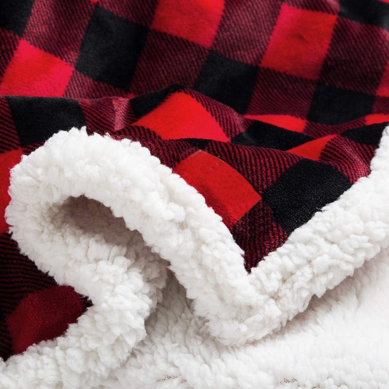 BEAUTEX Sherpa Fleece Throw Blanket  Super Soft Warm Buffalo Plaid Plush Blankets and Throws  Lightweight Cozy Fuzzy Blanket for Couch Sofa Bed (Red  50"" x 60"") - Image 5