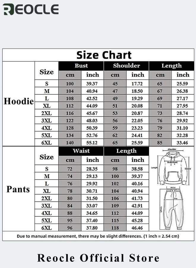Men's 2 Pcs Hoodie Set Sweatshirt Suit 3D Printed Long Sleeve Hoodie with Zipper Trackpant Casual Suit
