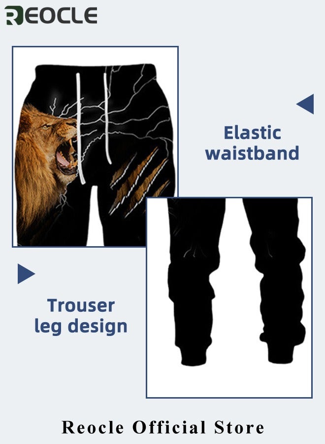 Men's 2 Pcs Hoodie Set Sweatshirt Suit 3D Printed Long Sleeve Hoodie with Zipper Trackpant Casual Suit