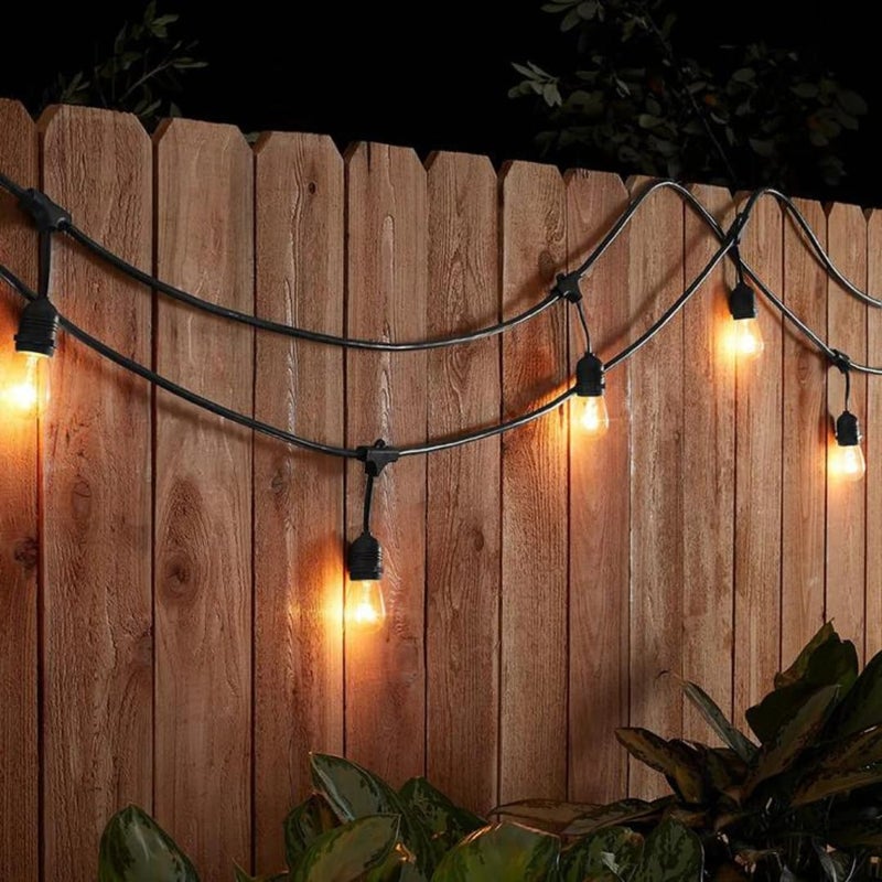 Chronos Waterproof Outdoor String Lights 18ft 54m Straight Line with 10 S14 1W LED Filament Bulbs Durable EnergyEfficient Perfect for Patio Garden Balcony Party Dcor - Image 4