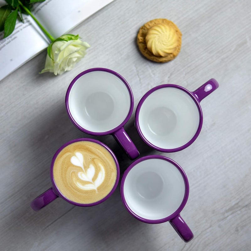 City to Cottage Ceramic Cappuccino Mug with Large Handle 10oz Coffee Mug for Latte Hot Chocholate Tea Daily Morning Dring at Home Office Work Christmas Housewarming Gift Purple Polka Dot - Image 5