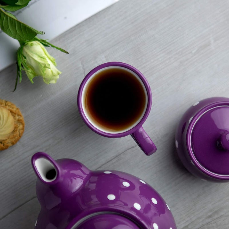 City to Cottage Ceramic Cappuccino Mug with Large Handle 10oz Coffee Mug for Latte Hot Chocholate Tea Daily Morning Dring at Home Office Work Christmas Housewarming Gift Purple Polka Dot - Image 3