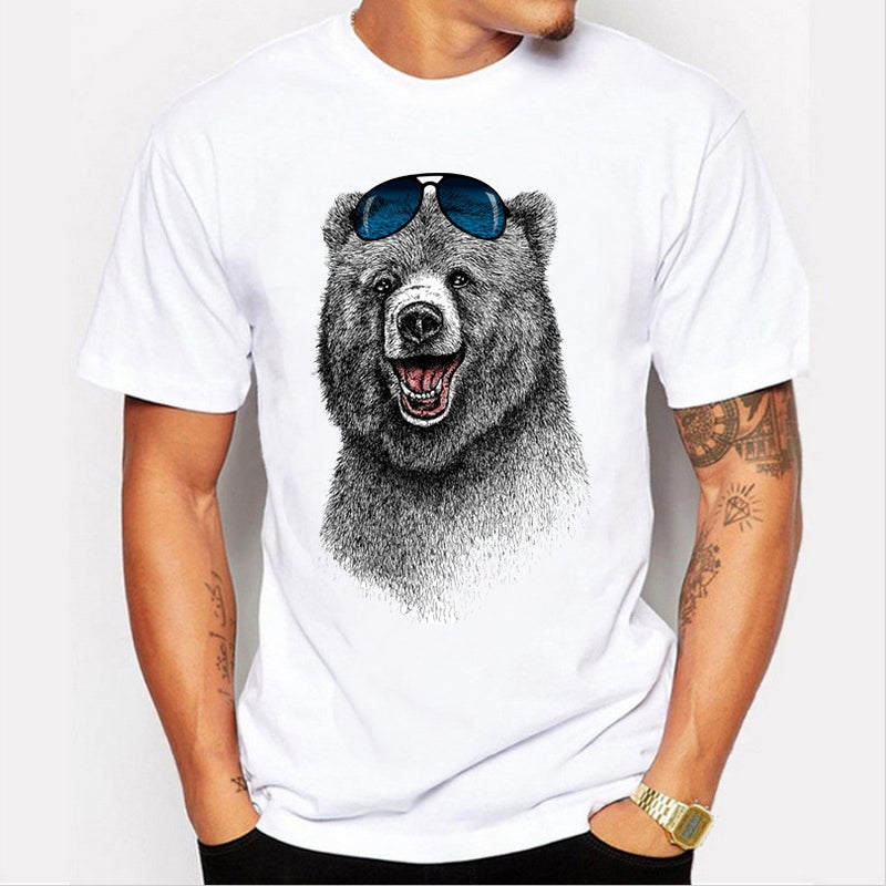 A generation of cartoon sunglasses bear print men's T-shirt wish short sleeve S-3XL - Image 3