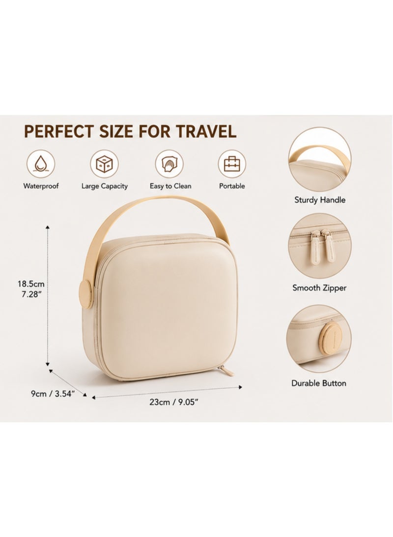 Travel Makeup Bag for Women – Waterproof Cosmetic Organizer with Portable Handle, Brush Compartment & Spacious Storage - Image 3