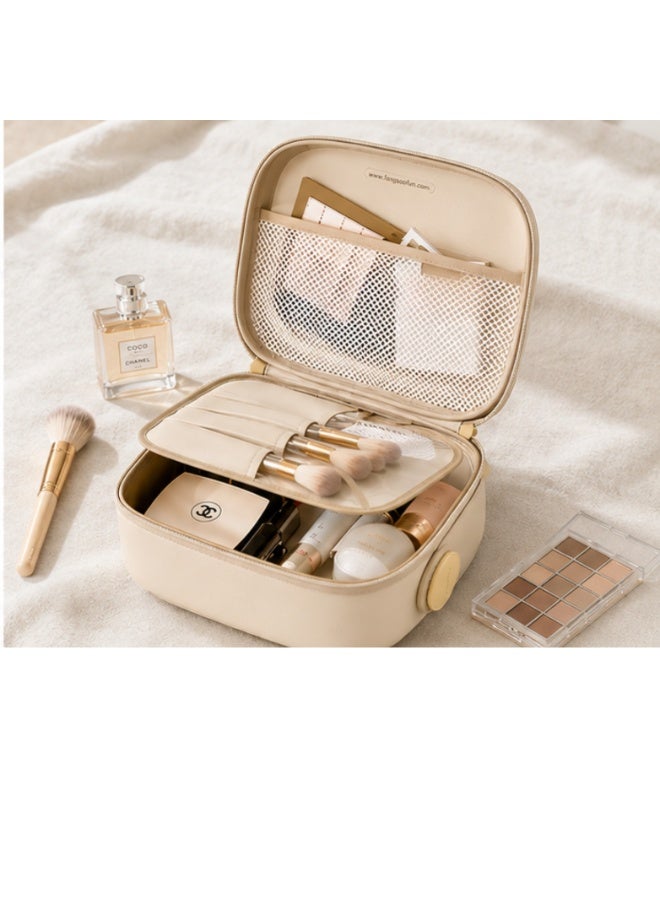 Travel Makeup Bag for Women – Waterproof Cosmetic Organizer with Portable Handle, Brush Compartment & Spacious Storage - Image 2