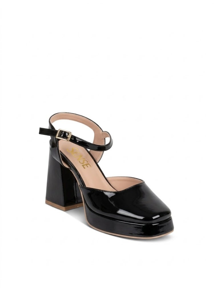 لايف ستيلاش  أحذية كعب عالي جلد لامع H-17 - أسود - Image 1