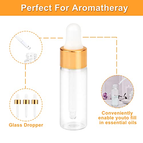Furnido Pack of 35,5ml Clear Glass Dropper Bottle,Empty Glass Sample Vials with Glass Eye Dropper for DIY Aromatherapy Essential Oils Travel Perfume Container Liquid Sample Blends -Free dropper included - Image 4
