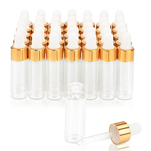 Furnido Pack of 35,5ml Clear Glass Dropper Bottle,Empty Glass Sample Vials with Glass Eye Dropper for DIY Aromatherapy Essential Oils Travel Perfume Container Liquid Sample Blends -Free dropper included - Image 1