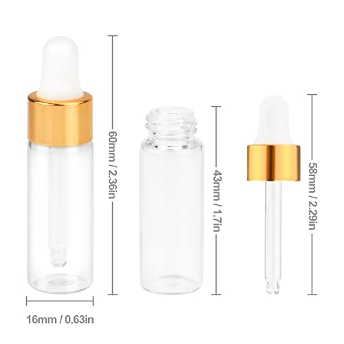 Furnido Pack of 35,5ml Clear Glass Dropper Bottle,Empty Glass Sample Vials with Glass Eye Dropper for DIY Aromatherapy Essential Oils Travel Perfume Container Liquid Sample Blends -Free dropper included - Image 3