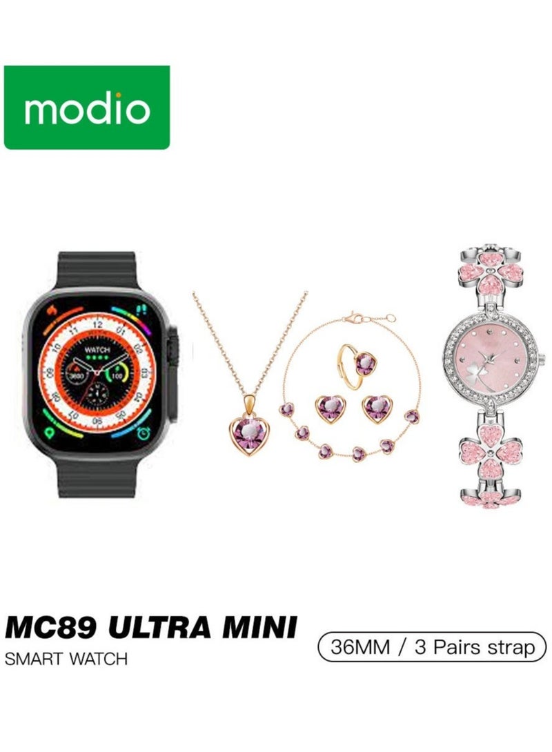 موديو ساعة Modio MC 89 Ultra Mini بتصميم حصري للسيدات مع مجموعة زخارف فاخرة باللون الأسود - Image 1
