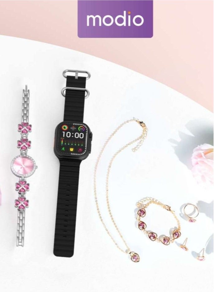 موديو ساعة Modio MC 89 Ultra Mini بتصميم حصري للسيدات مع مجموعة زخارف فاخرة باللون الأسود - Image 2