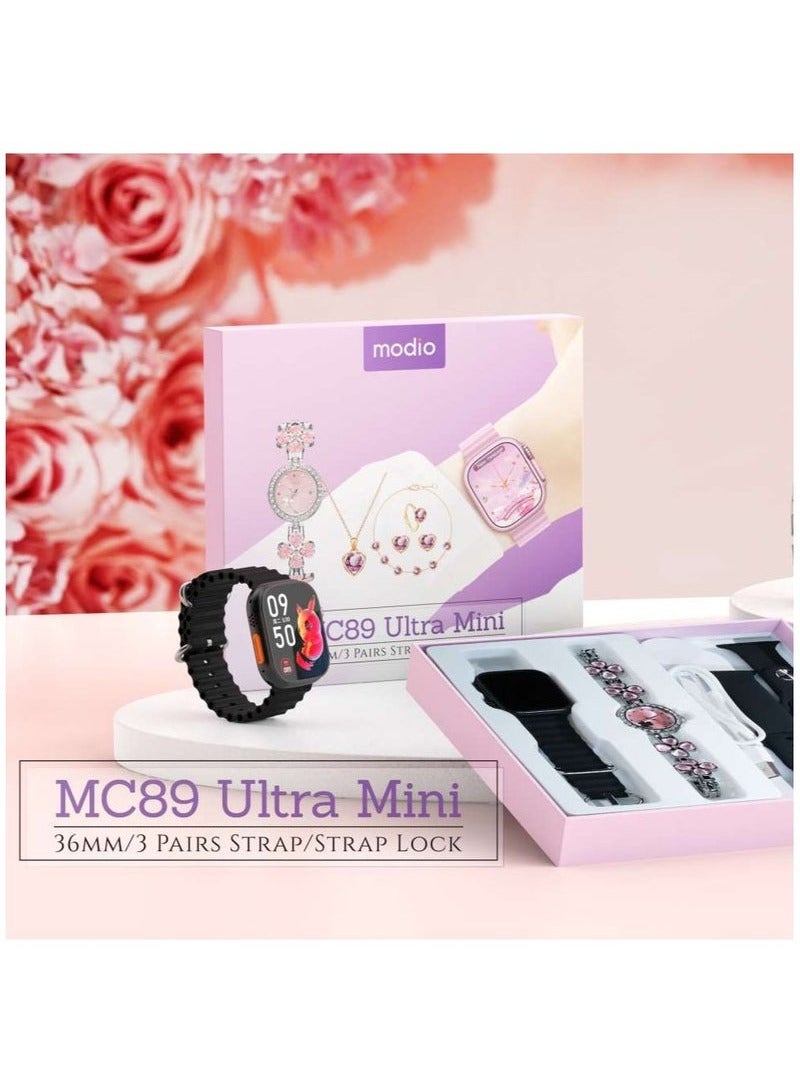 موديو ساعة Modio MC 89 Ultra Mini بتصميم حصري للسيدات مع مجموعة زخارف فاخرة باللون الأسود - Image 4