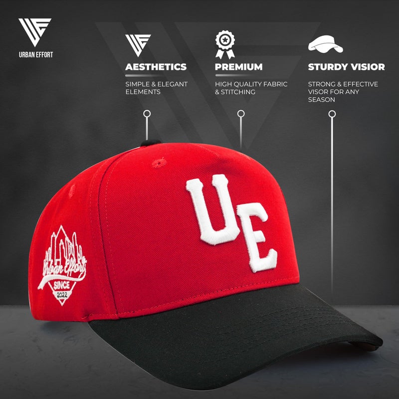 Urban Effort Vintage Trucker hat - for Men Women Baseball Hat - Trendy Sports Snapback Closure for Your Style & Outdoors (Curved Bill, Red/Black) - Image 3