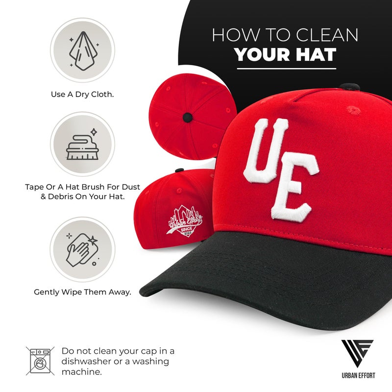 Urban Effort Vintage Trucker hat - for Men Women Baseball Hat - Trendy Sports Snapback Closure for Your Style & Outdoors (Curved Bill, Red/Black) - Image 5