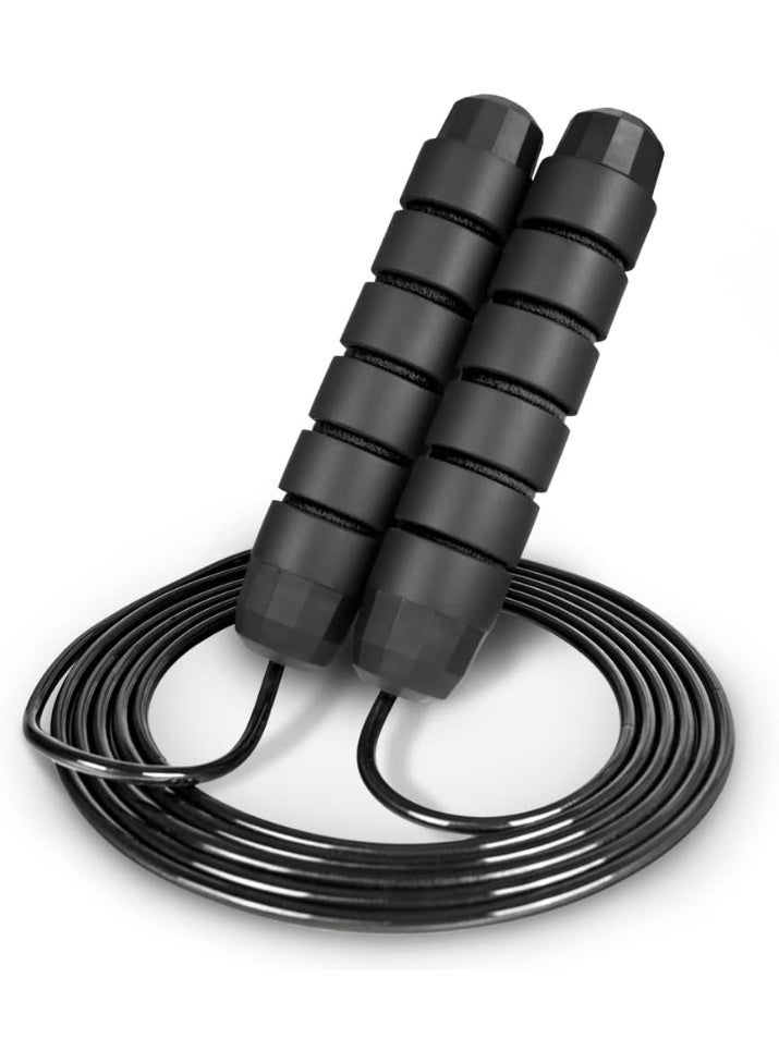 Adjustable speed jump rope up to 8 feet long for men and women, with foam handles, ultra-lightweight rope for boxing, jumping and cardio exercises, black (multi-color) - Image 1
