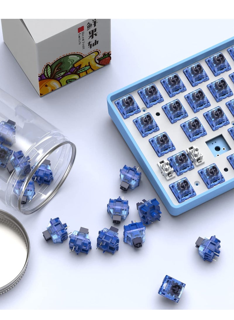 KASTWAVE Diced Fruit Blueberry Switch, 36PCS 5 Pin 35gf Linear Switch Set, Transparent Cover, 15.5mm Gold Plated TwoStage Springs, 80M MX Switch for Hotswap Mechanical Keyboard Replacement - Image 1
