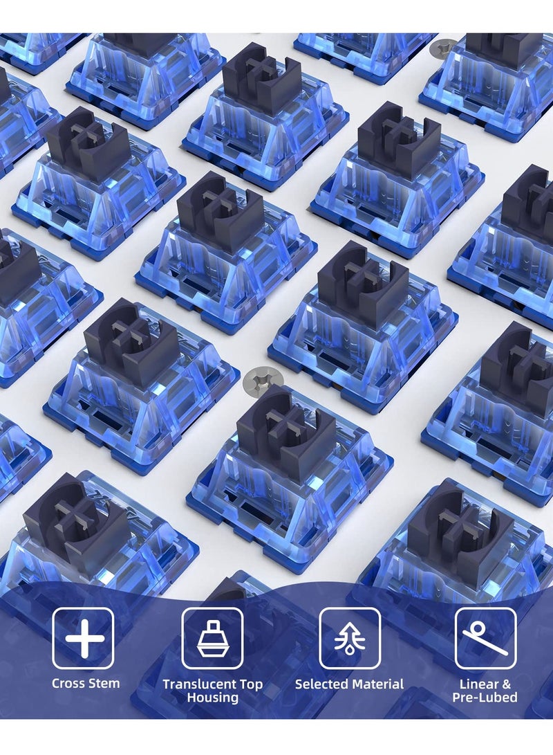 KASTWAVE Diced Fruit Blueberry Switch, 36PCS 5 Pin 35gf Linear Switch Set, Transparent Cover, 15.5mm Gold Plated TwoStage Springs, 80M MX Switch for Hotswap Mechanical Keyboard Replacement - Image 4