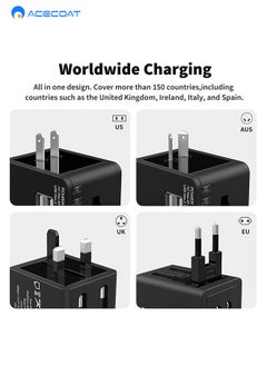 Universal Travel Plug Adapter Worldwide International All in One Portable Travel Adapter Wall AC Power Plug Adapter Wall Charger with Dual USB Charging Ports for USA EU UK AUS Cell Phone Mobile Laptop - pzsku/Z6CEF551E103644E741B0Z/45/_/1738984229/b36a2ffb-2012-4814-ad24-eb6fb0a0293f