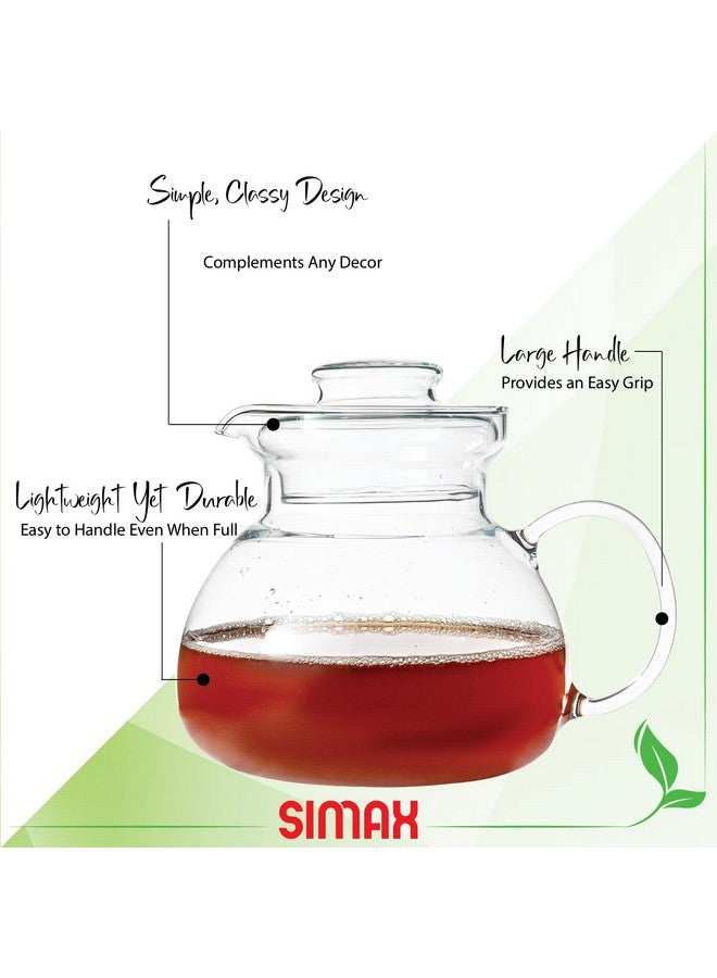 سيماكس إبريق شاي زجاجي من سيماكس للموقد، غلاية شاي زجاجية للموقد، أباريق شاي للموقد، غلايات آمنة للموقد والميكروويف، إبريق شاي زجاجي شفاف مزود بفوهة لحفلات الشاي، أباريق شاي سعة 1.5 كوارت/6 أكواب - Image 2