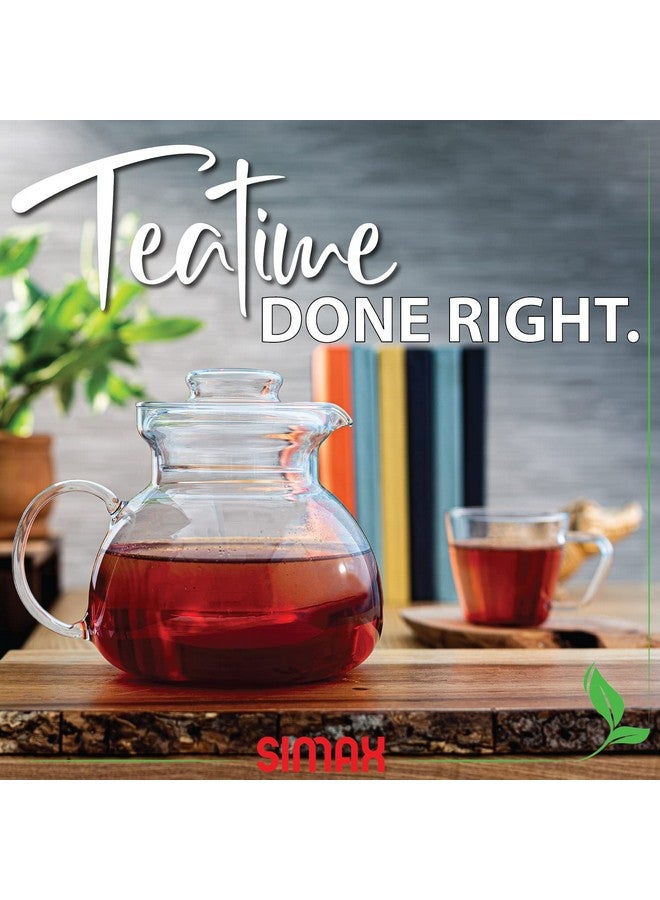 سيماكس إبريق شاي زجاجي من سيماكس للموقد، غلاية شاي زجاجية للموقد، أباريق شاي للموقد، غلايات آمنة للموقد والميكروويف، إبريق شاي زجاجي شفاف مزود بفوهة لحفلات الشاي، أباريق شاي سعة 1.5 كوارت/6 أكواب - Image 5