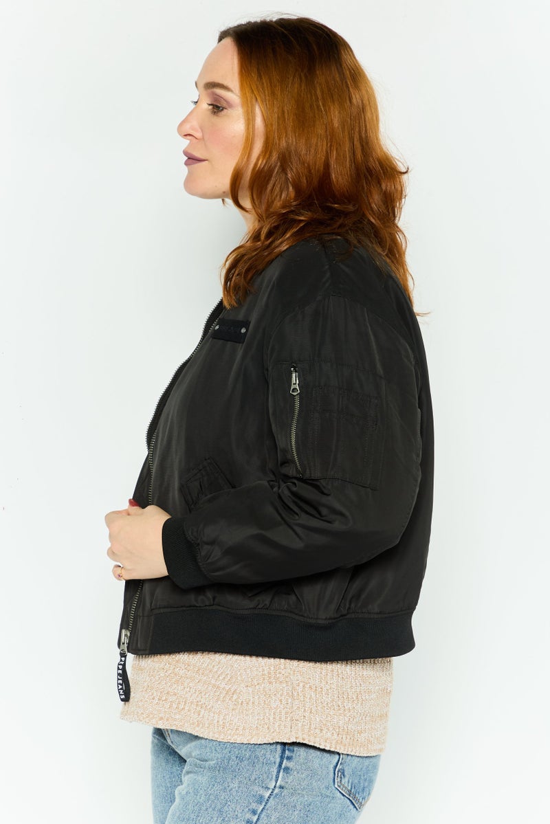 Pepe Jeans Women Brand Logo Bomber Jacket, Black - Image 3