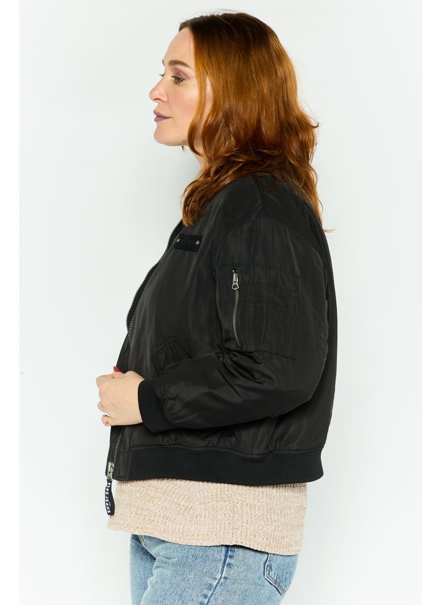 Women Brand Logo Bomber Jacket, Black - pzsku/Z6CEF57F59955FE799FEDZ/45/_/1737728349/1191a86b-ee67-48f7-9783-39f295c1a90f