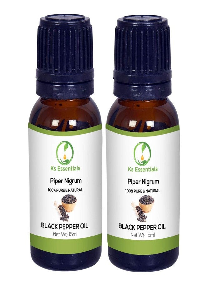 Ks Essentials زيت الفلفل الأسود العطري النقي 100% من كي إس إسينشالز، طبيعي وغير مخفف، للعناية بالبشرة والشعر (15 مل) لكل عبوة - Image 1