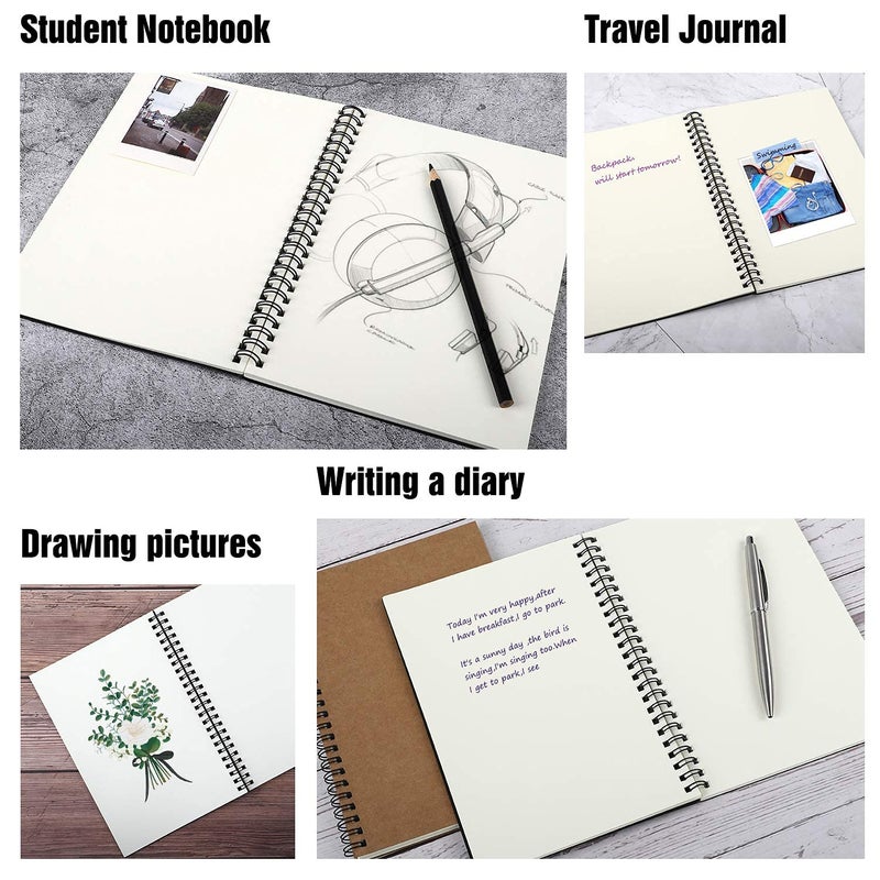 Edulearnable College Spiral Notebook,A5 3 Pcs Pack,Size 5.5X8.2 Inches Blank Travel Writing Notebooks Journal,Memo Notepad Sketchbook,Students Office Business Subject Diary Book Journal-Kraft Cover,120 Pages - Image 5