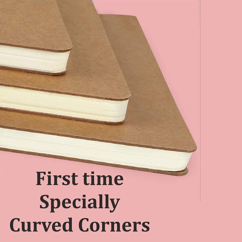 Edulearnable College Spiral Notebook,A5 3 Pcs Pack,Size 5.5X8.2 Inches Blank Travel Writing Notebooks Journal,Memo Notepad Sketchbook,Students Office Business Subject Diary Book Journal-Kraft Cover,120 Pages - Image 2