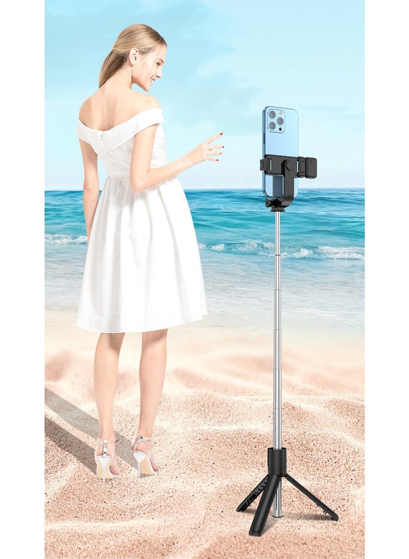 Mini portable selfie artifact Bluetooth remote control selfie stick live broadcast floor tripod desktop mobile phone holder - black [70CM]  - Image 3