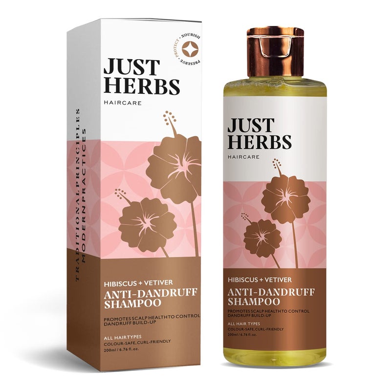 Just Herbs Ayurvedic AntiDandruff Shampoo For Strong Bouncy Hair For Men Women Sls Paraben Free 200 ml - Image 1