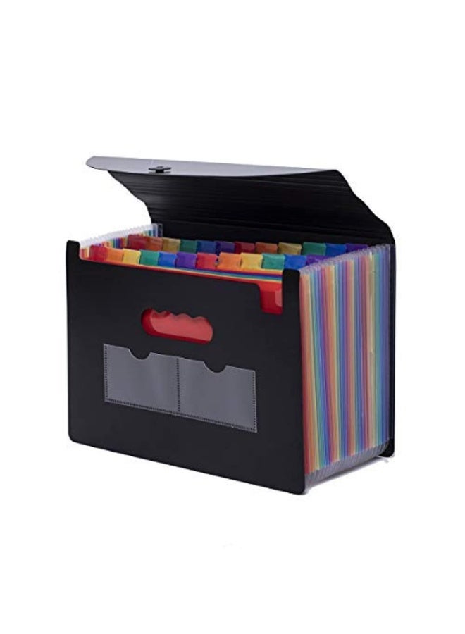 24 Pockets Expanding File Folder/Accordian File Organizer with Expandable Cover/Portable A4 Letter Size File Box,High Capacity Plastic Colored Paper Document Receipt Organizer Filing Folder Organizer - Image 1