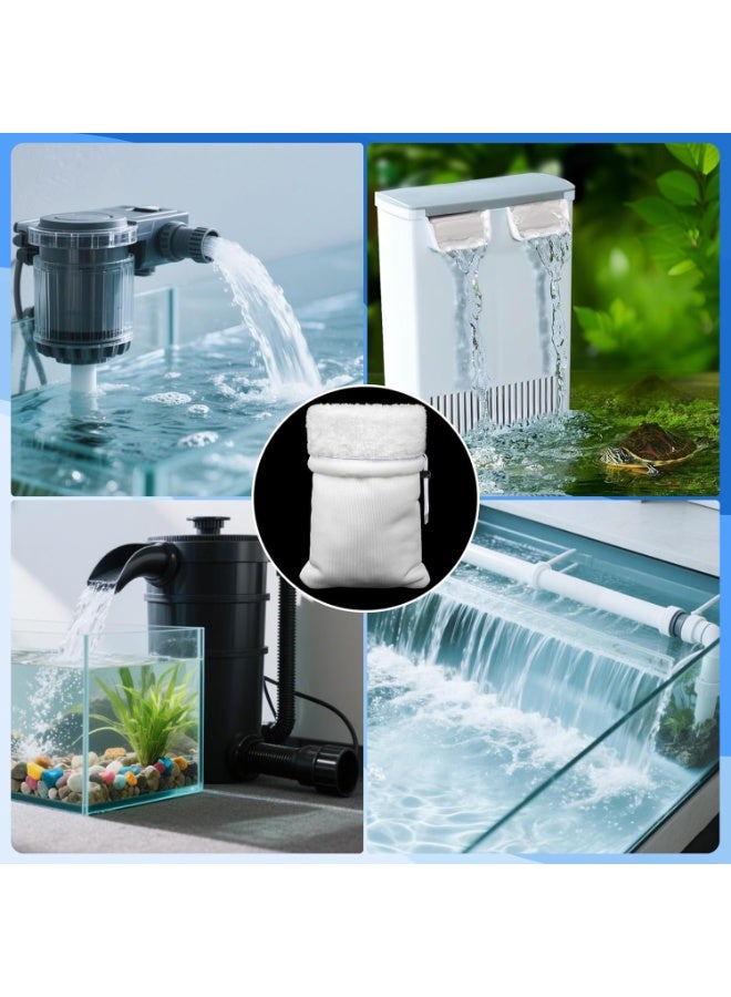 4 Pcs Washable Fish Tank Filter Micron Bag, Aquarium Canister Sponge Biochemical Cotton Filtration Felt Sock, Pre-Filter Bags, White, Quick Water Purification (12 * 25cm) - Image 5