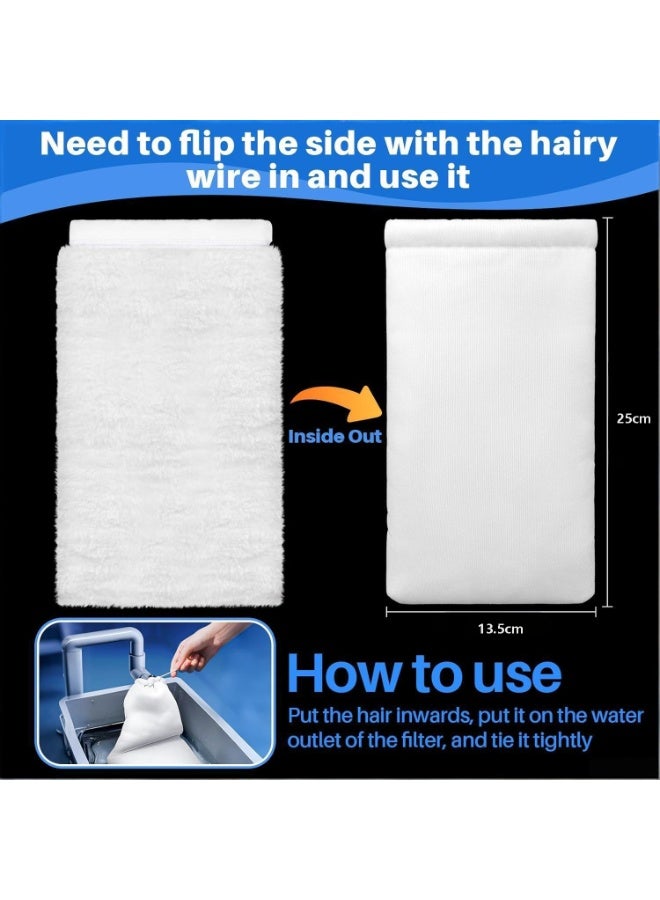 4 Pcs Washable Fish Tank Filter Micron Bag, Aquarium Canister Sponge Biochemical Cotton Filtration Felt Sock, Pre-Filter Bags, White, Quick Water Purification (12 * 25cm) - Image 2