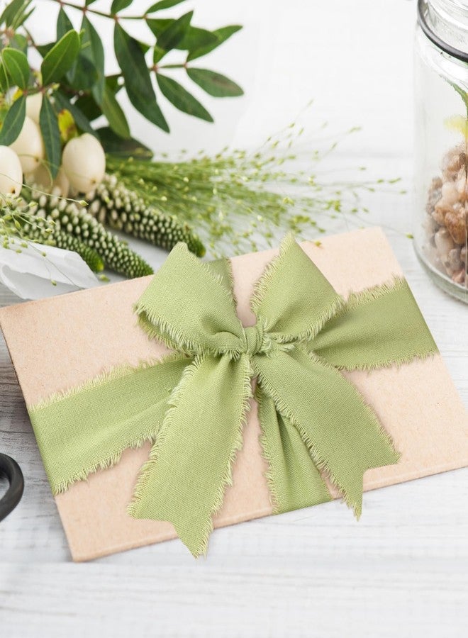 Mlurcu Light Green Cotton Linen Ribbon 1.5" x 21Yds Pale Green Boho Vintage Rustic Ribbon Handmade Fringe Frayed Cloth Fabric Ribbon for Gift Wrapping Wedding Invitations Bridal Bouquets DIY Crafts - Image 5