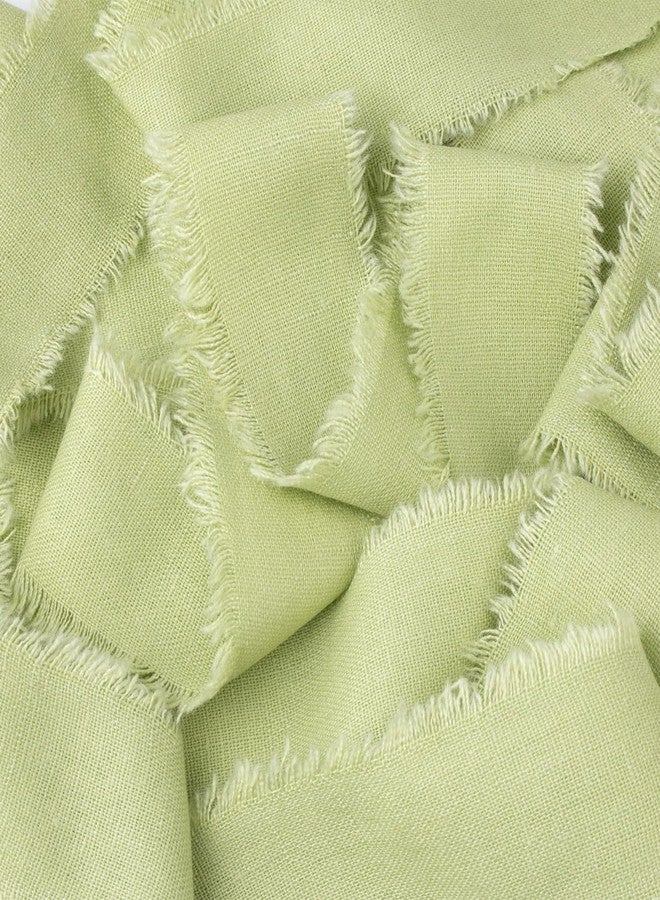 Mlurcu Light Green Cotton Linen Ribbon 1.5" x 21Yds Pale Green Boho Vintage Rustic Ribbon Handmade Fringe Frayed Cloth Fabric Ribbon for Gift Wrapping Wedding Invitations Bridal Bouquets DIY Crafts - Image 3