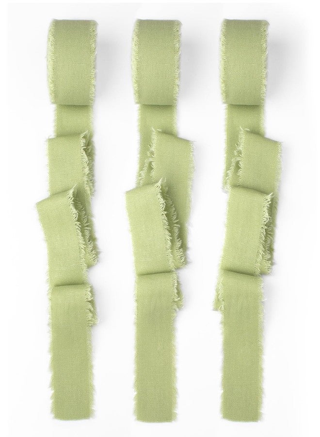 Mlurcu Light Green Cotton Linen Ribbon 1.5" x 21Yds Pale Green Boho Vintage Rustic Ribbon Handmade Fringe Frayed Cloth Fabric Ribbon for Gift Wrapping Wedding Invitations Bridal Bouquets DIY Crafts - Image 1