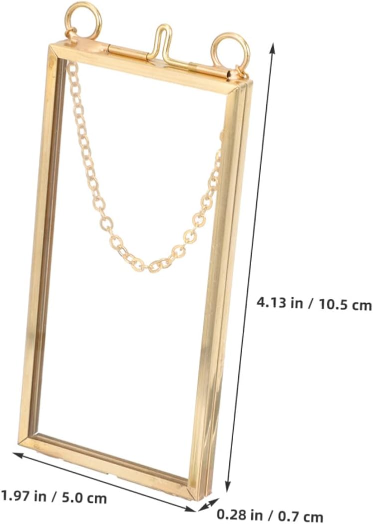 PATKAW Double-sided Brass Glass Specimen Frame 5x10cm Vertical Pressed Flower Display, Art Display Frame for Home Décor, 2pcs - Image 2