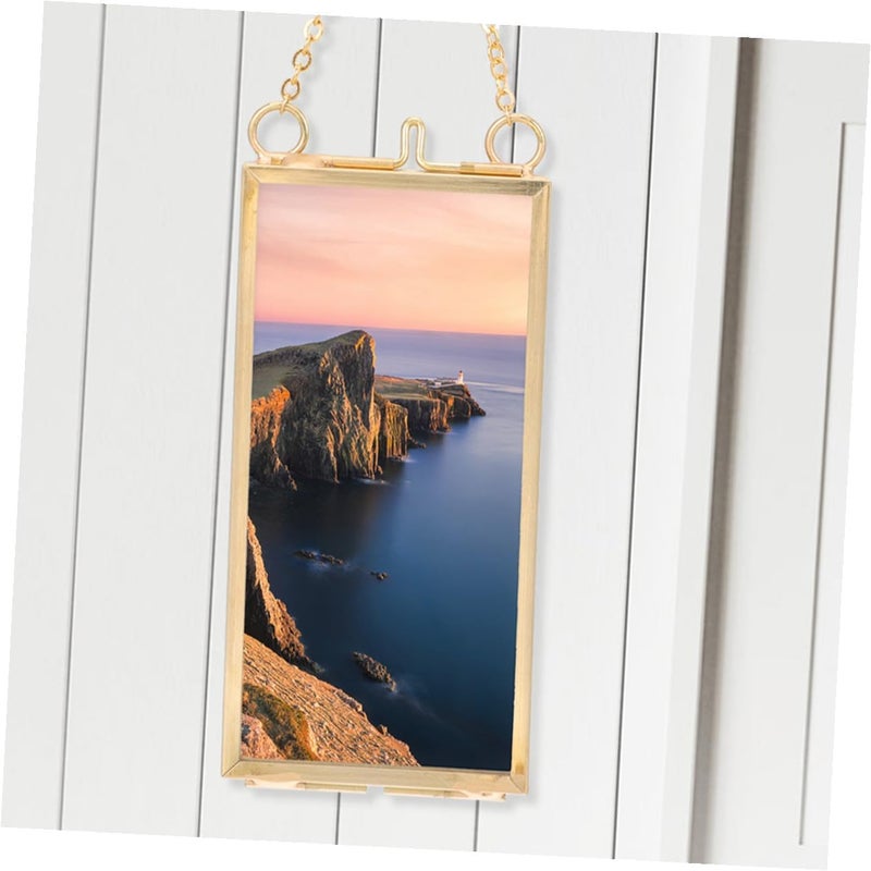 PATKAW Double-sided Brass Glass Specimen Frame 5x10cm Vertical Pressed Flower Display, Art Display Frame for Home Décor, 2pcs - Image 5