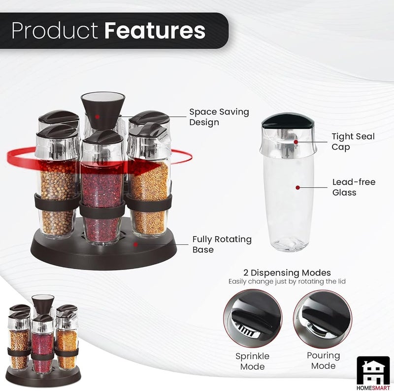 Home Smart HOMESMART 6PC Spice Organizing Jars Spice Jars Bottle Rack For Kitchen Organizer Jar Storage Glass Bottles For Home Kitchen - Image 2