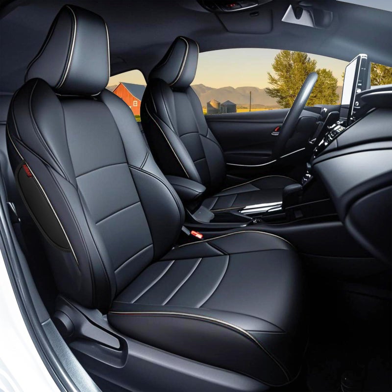 HKZ Fit Corolla Car Seat Cover Full Set for 2019 2020 2021 2022 2023 2024 2025 Toyota Corolla Hatchback Faux Leather Beige