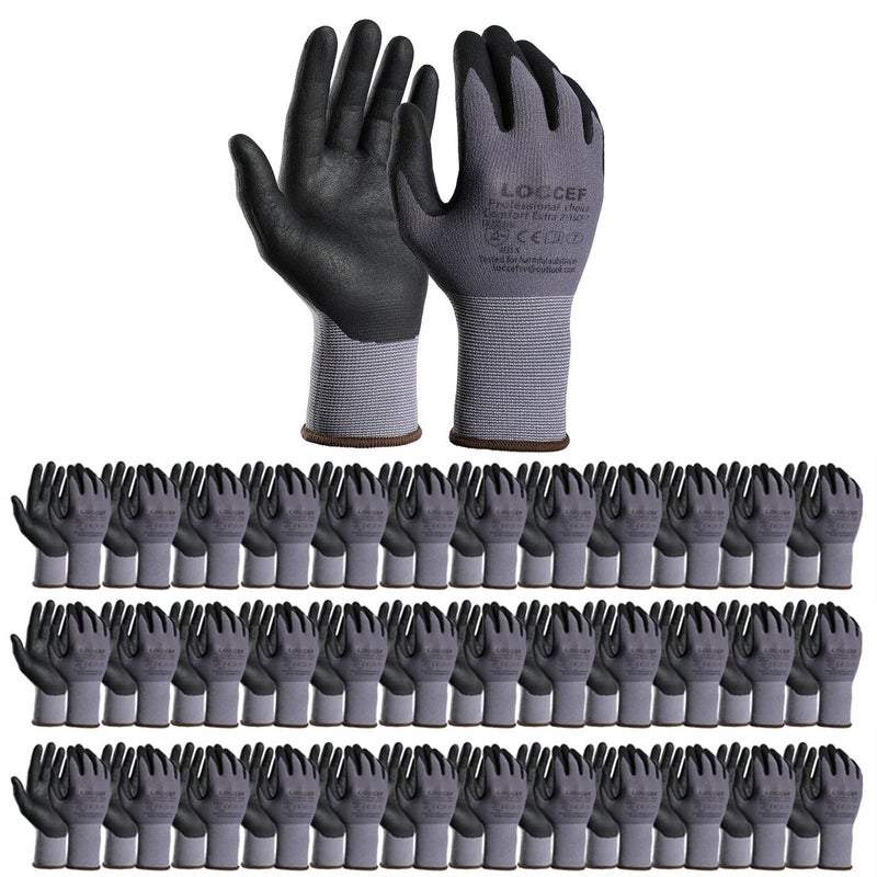 LOCCEF Safety Work Gloves MicroFoam Nitrile Coated36 PairsSeamless Knit Nylon GlovesHome ImprovementMicroFoam Gloves 36 Pairs 9L