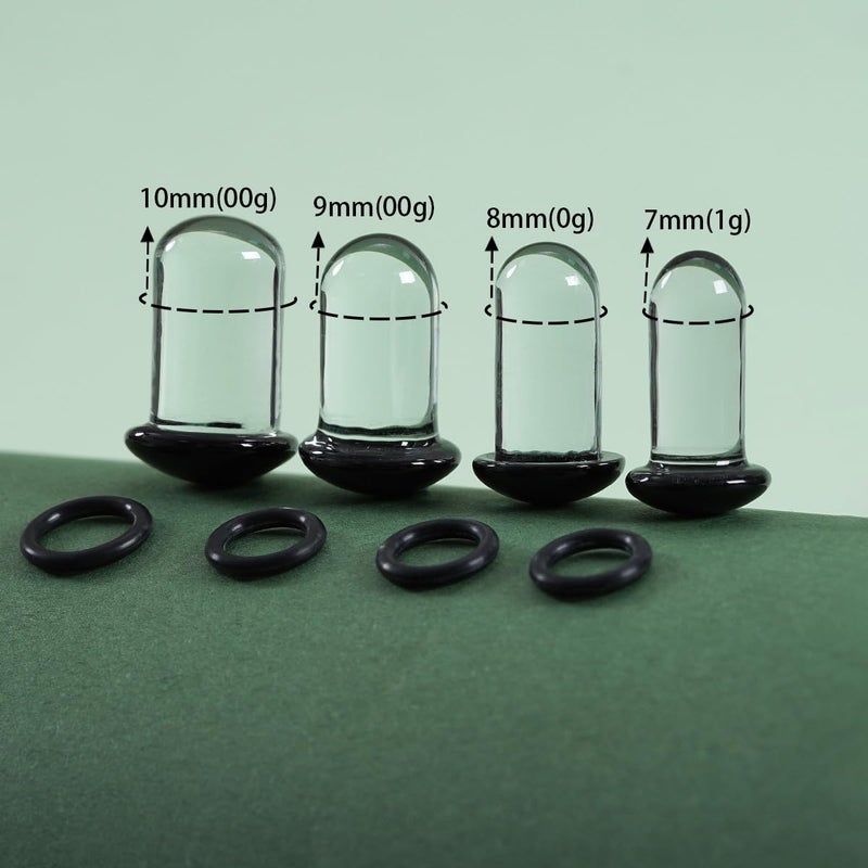 TBOSEN 14 PCS/8 PCS Precise Dimensions Glass Set O-Ring Ear Plugs Aftercare Balm Wax Tunnels Gauges Stretcher Piercings Kit - Image 2