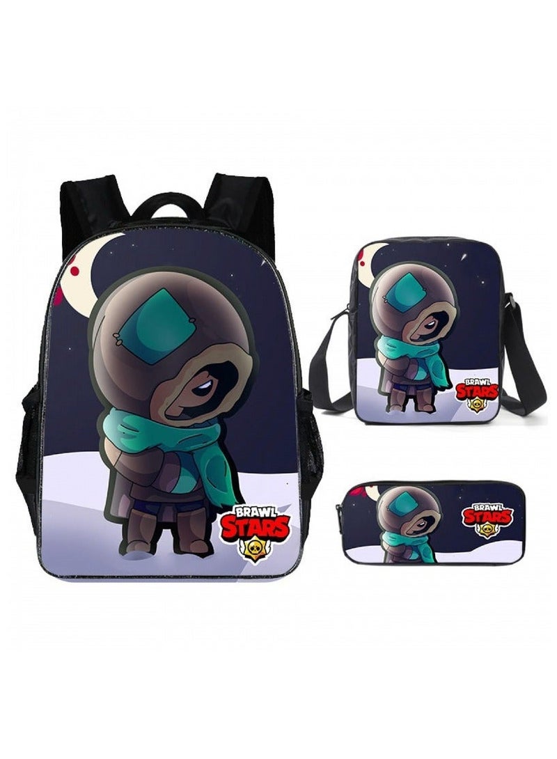 Brawl Stars Student Cartoon Anime Backpack Three-Piece Set 29*16*42cm