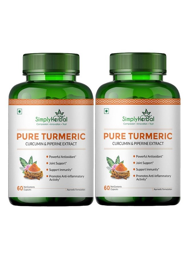 Simply Herbal 800 MG Turmeric Curcumin & Piperine Extract Capsules for Immunity | Immunity Boosters Capsule for Adults | Good for Skin & Joint Pains | Natural and Pure Curcuminoids Capsule, Pack of 2 - Image 1