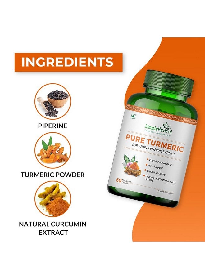 Simply Herbal 800 MG Turmeric Curcumin & Piperine Extract Capsules for Immunity | Immunity Boosters Capsule for Adults | Good for Skin & Joint Pains | Natural and Pure Curcuminoids Capsule, Pack of 2 - Image 2