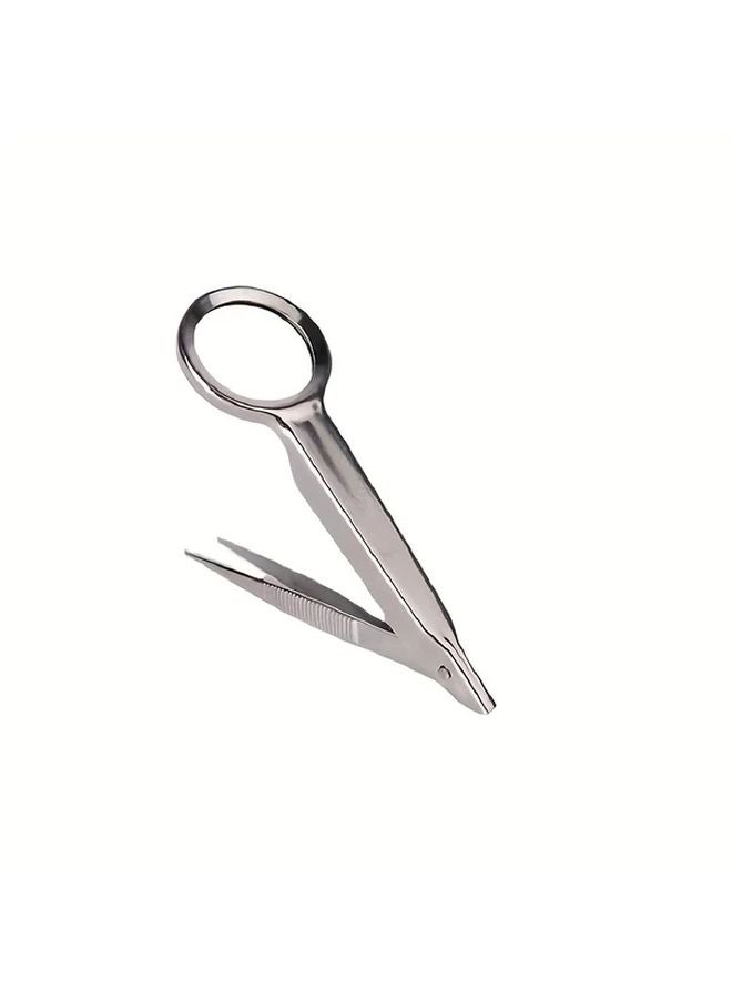 Stainless Steel Tweezers With Magnifying Glass Portable Multifunctional Maintenance Tool Silvery - Image 1